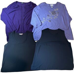 Susan Graver Marks & Spencer Michele Hope Tops Women Sz. 2X Lot of 4 Granny Core